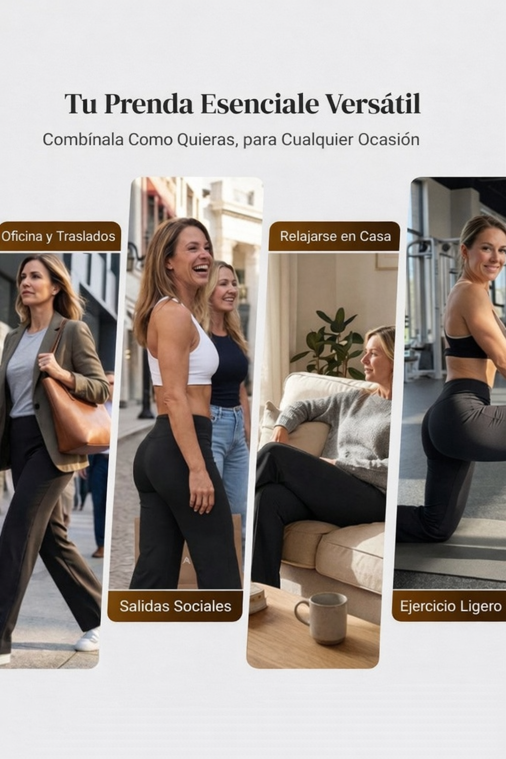 Jeniffer - Pantalones casuales de pierna ancha y talle alto para mujer