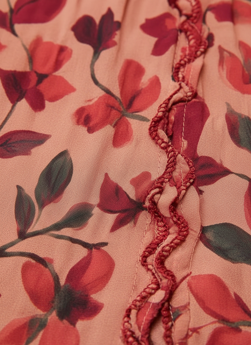 Elara | Vestido Maxi Floral de Mujer con Cintura Ajustable y Mangas Capa
