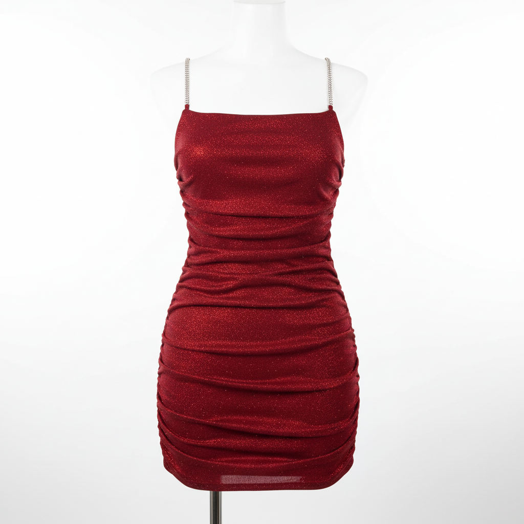 Emma | Vestido Midi Ceñido de Mujer con Detalle Fruncido y Diseño Sin Mangas | Glamuroso