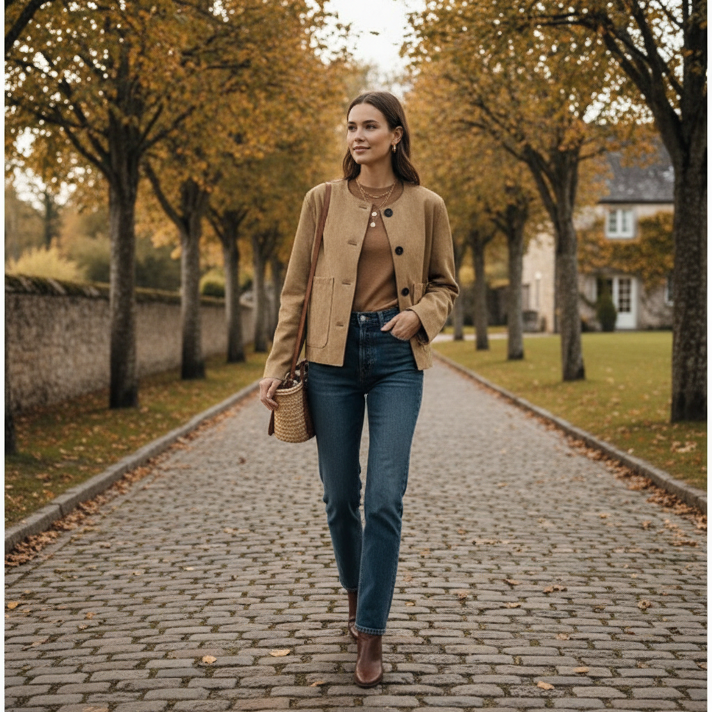 Emma | Chaqueta Bomber de Mujer con Botones Delanteros y Bolsillos de Parche | Minimalista
