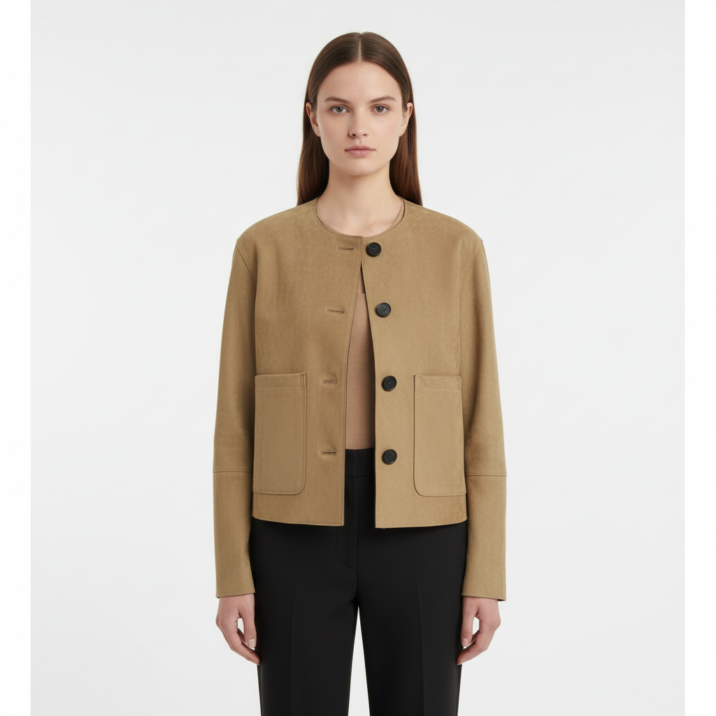 Emma | Chaqueta Bomber de Mujer con Botones Delanteros y Bolsillos de Parche | Minimalista