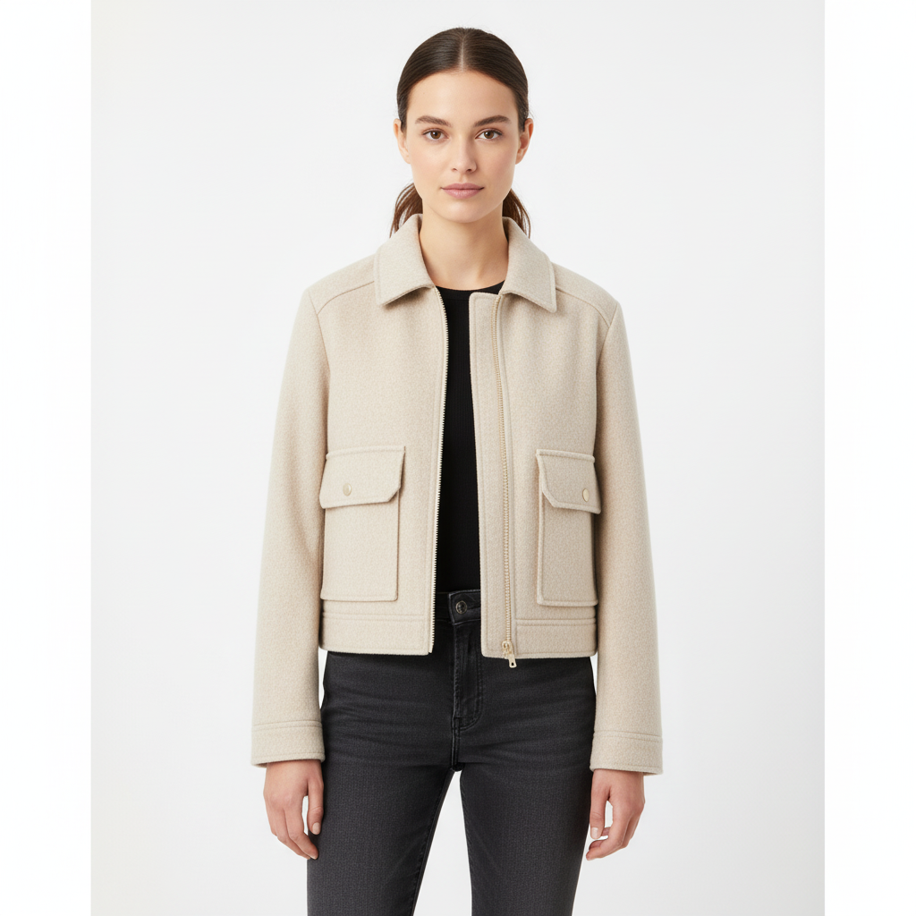 Emma | Chaqueta Bomber de Mujer con Cierre de Cremallera y Bolsillos Delanteros | Casual