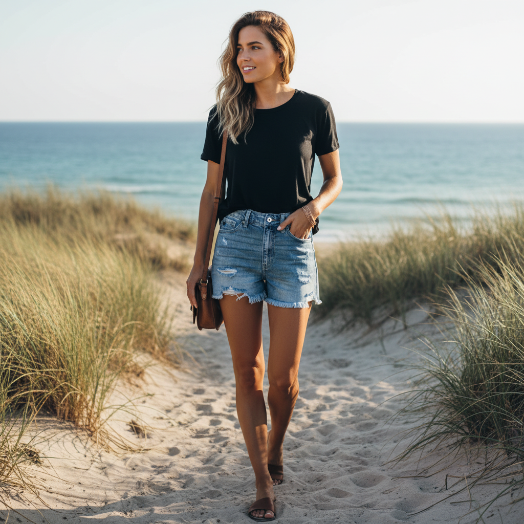 Emma | Short Vaquero de Mujer con Detalle Desgastado y Bajo Deshilachado | Casual