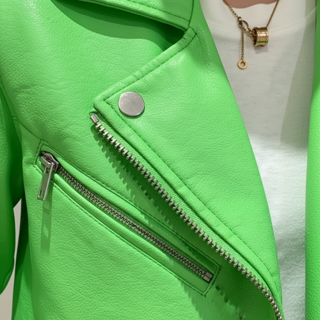 Emma | Chaqueta de Cuero de Mujer con Cremallera Asimétrica y Bolsillos de Cremallera | Motera
