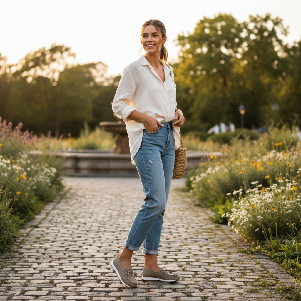 Emma | Mocasines de Mujer con Herrajes Dorados y Detalle de Costura | Casual