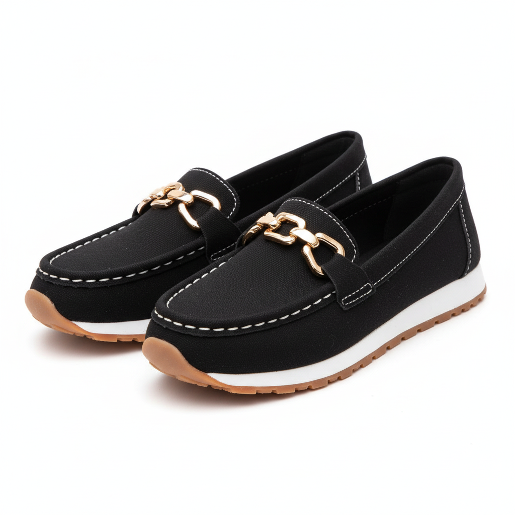 Emma | Mocasines de Mujer con Herrajes Dorados y Detalle de Costura | Casual