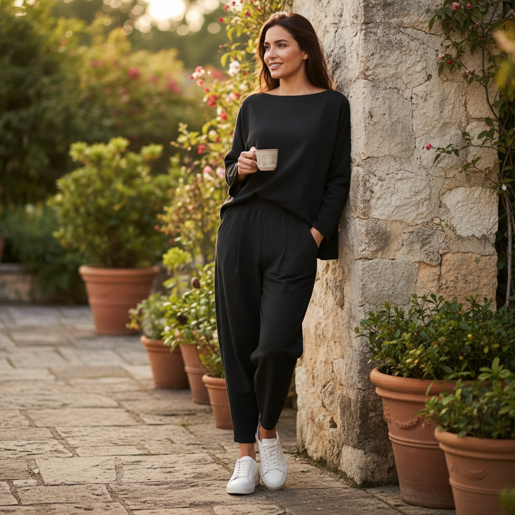 Emma | Conjunto de Mujer con Top de Manga Larga y Pantalón Tobillero | Casual