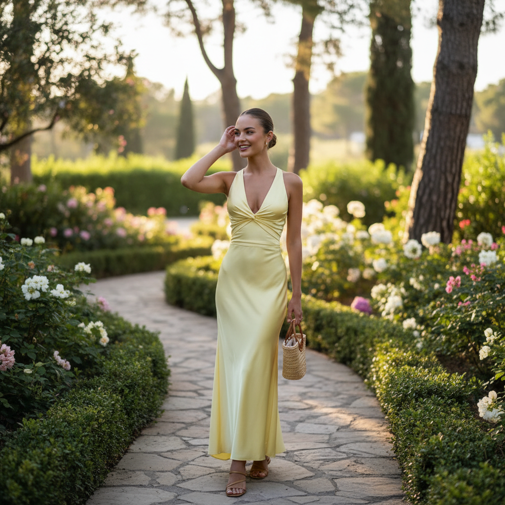 Emma | Vestido de Mujer para Invitada de Boda Sin Mangas con Efecto Drapeado | Elegante