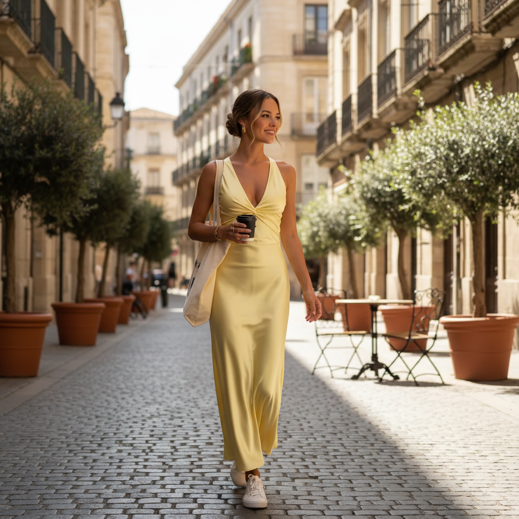 Emma | Vestido de Mujer para Invitada de Boda Sin Mangas con Efecto Drapeado | Elegante