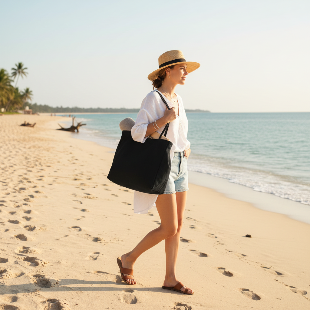 Harper | Bolso de Playa de Mujer con Forma Estructurada y Asas de Hombro | Minimalista