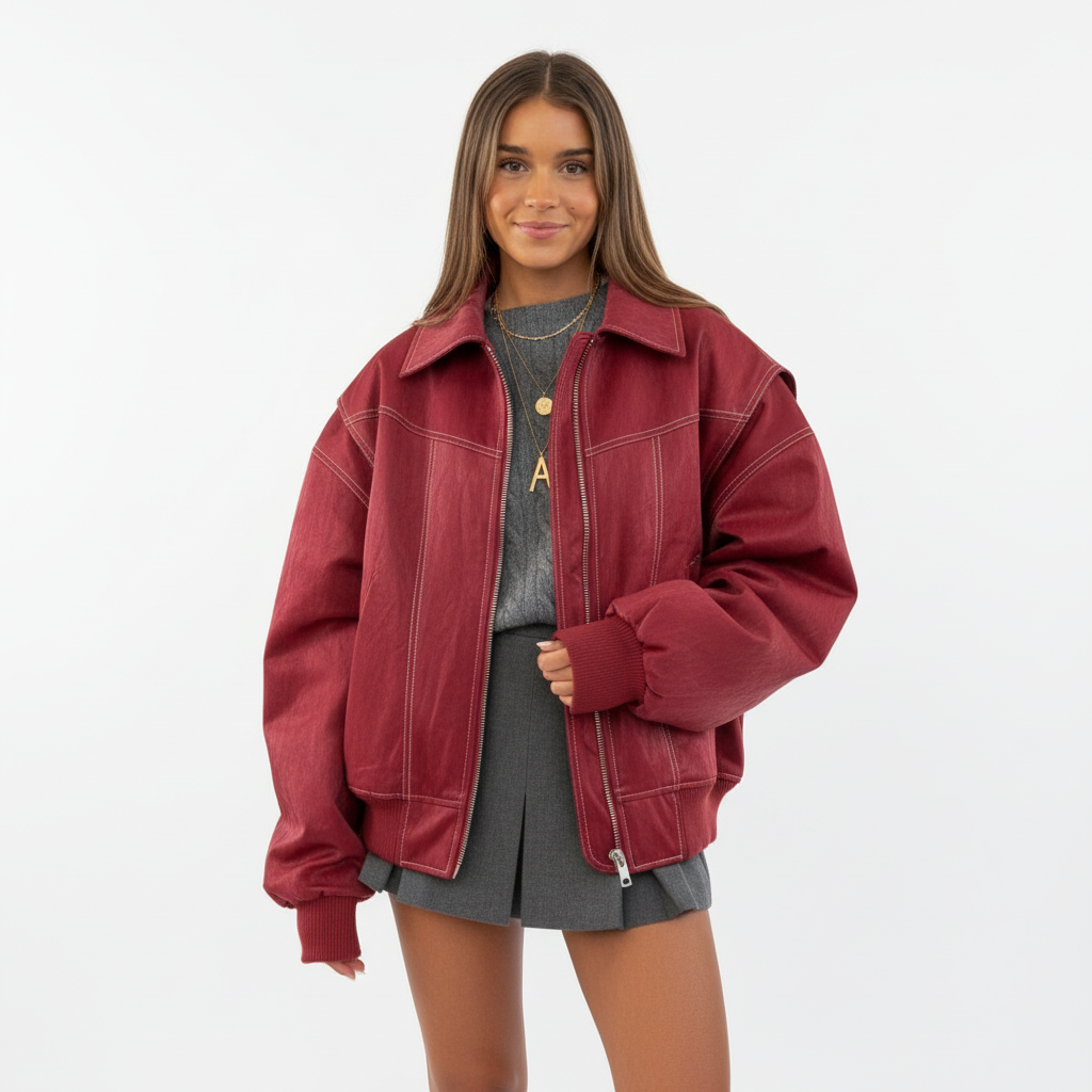 Harper | Chaqueta Bomber de Mujer con Cierre de Cremallera y Cuello Oversize | Casual