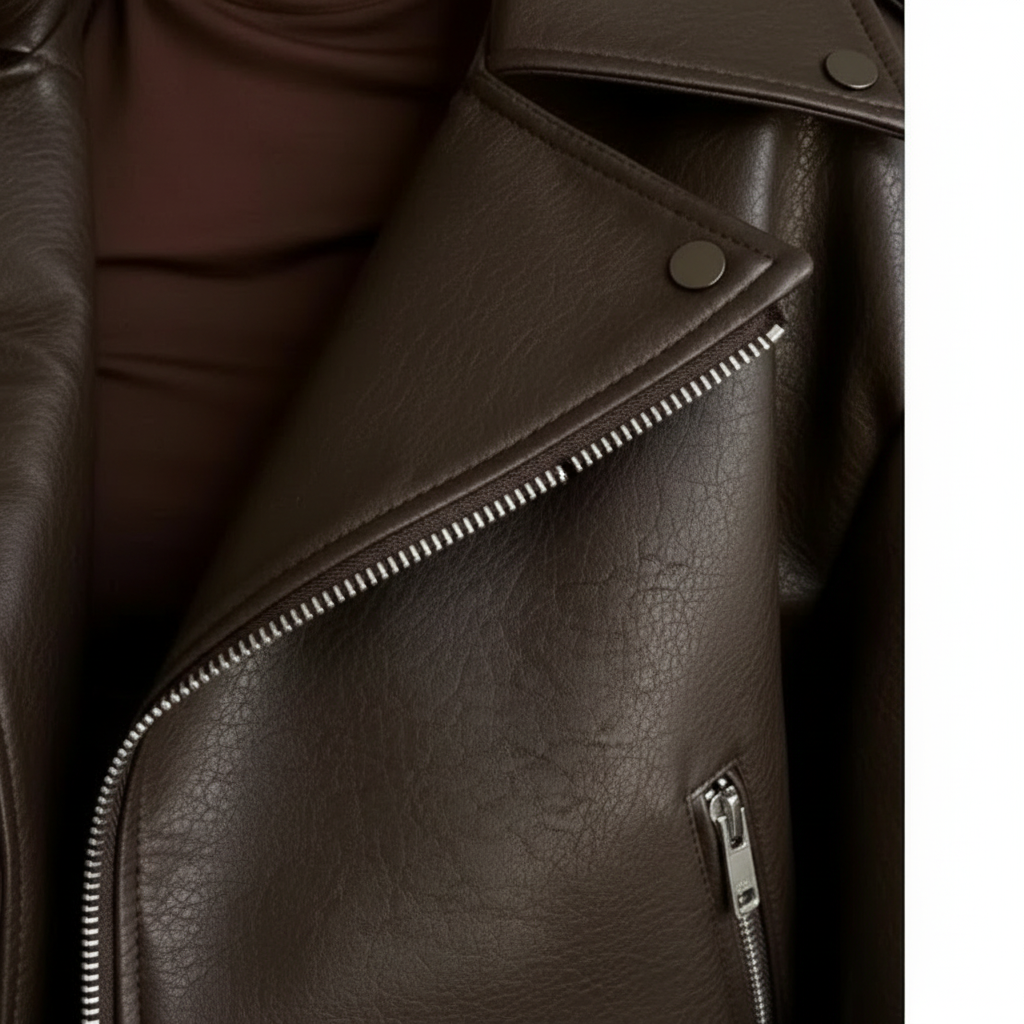 Harper | Chaqueta de Piel de Mujer con Cremallera Asimétrica y Detalle de Cinturón | Motera