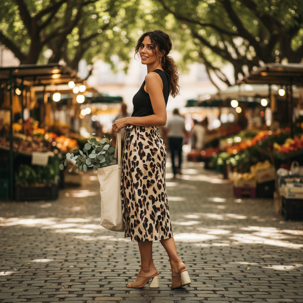 Harper | Falda Midi de Mujer con Efecto Cruzado Drapeado y Bajo Asimétrico | Chic