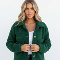 Harper | Chaqueta Sherpa de Mujer con Botonadura Delantera y Bolsillos en el Pecho | Casual