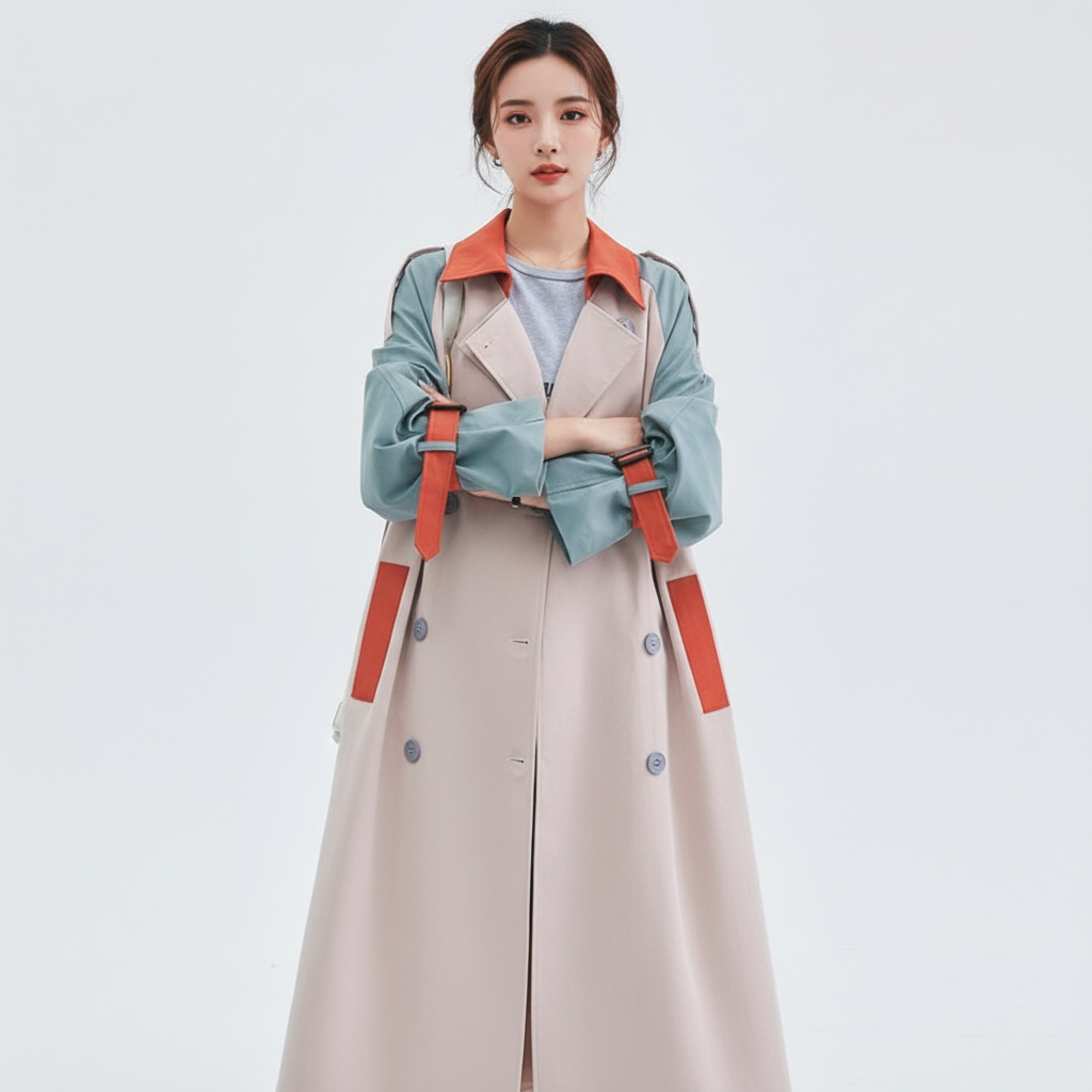 Harper | Abrigo Trench de Mujer con Paneles a Contraste y Cierre de Botones | Moderno