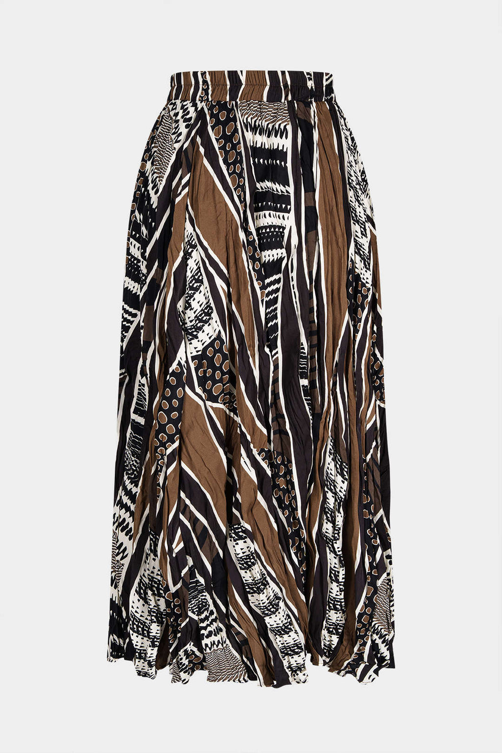Joany | Falda Maxi de Mujer con Diseño Plisado y Estampado Tribal | Bohemio