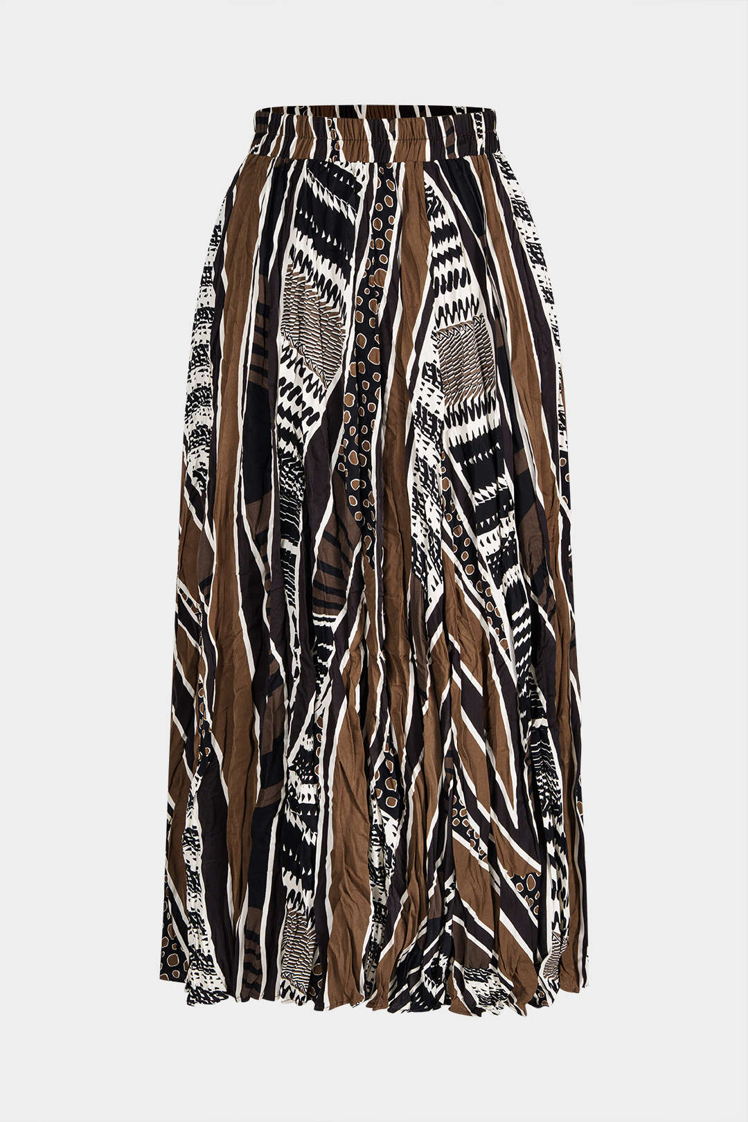 Joany | Falda Maxi de Mujer con Diseño Plisado y Estampado Tribal | Bohemio