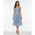Liora | Vestido Midi de Cóctel de Mujer con Mangas de Volante y Escote en V