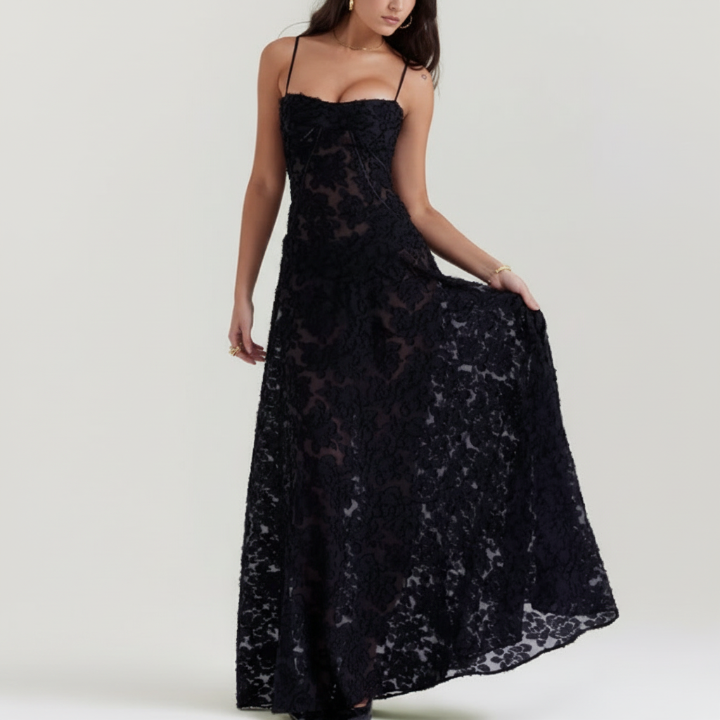 Liora | Vestido Maxi Formal de Mujer con Escote en V Cruzado y Diseño Estampado