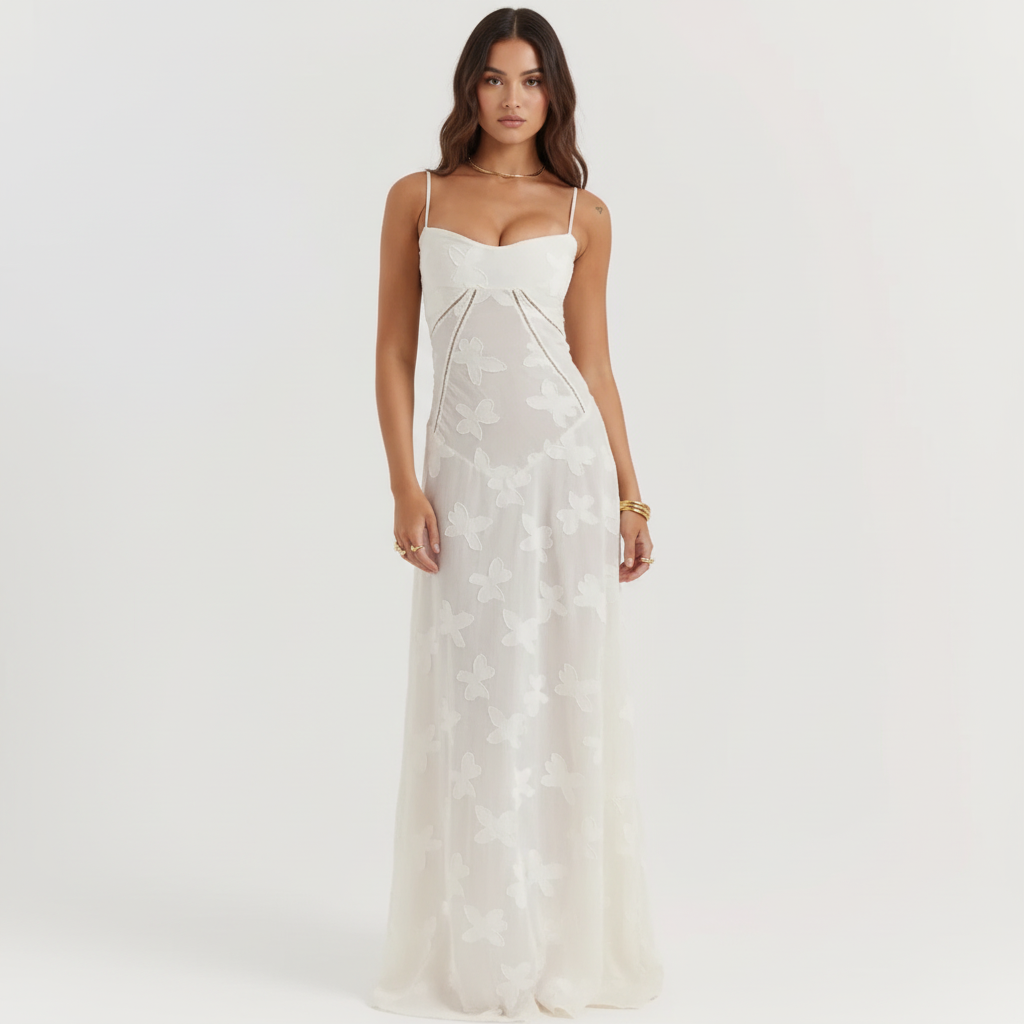 Liora | Vestido Maxi Formal de Mujer con Escote en V Cruzado y Diseño Estampado
