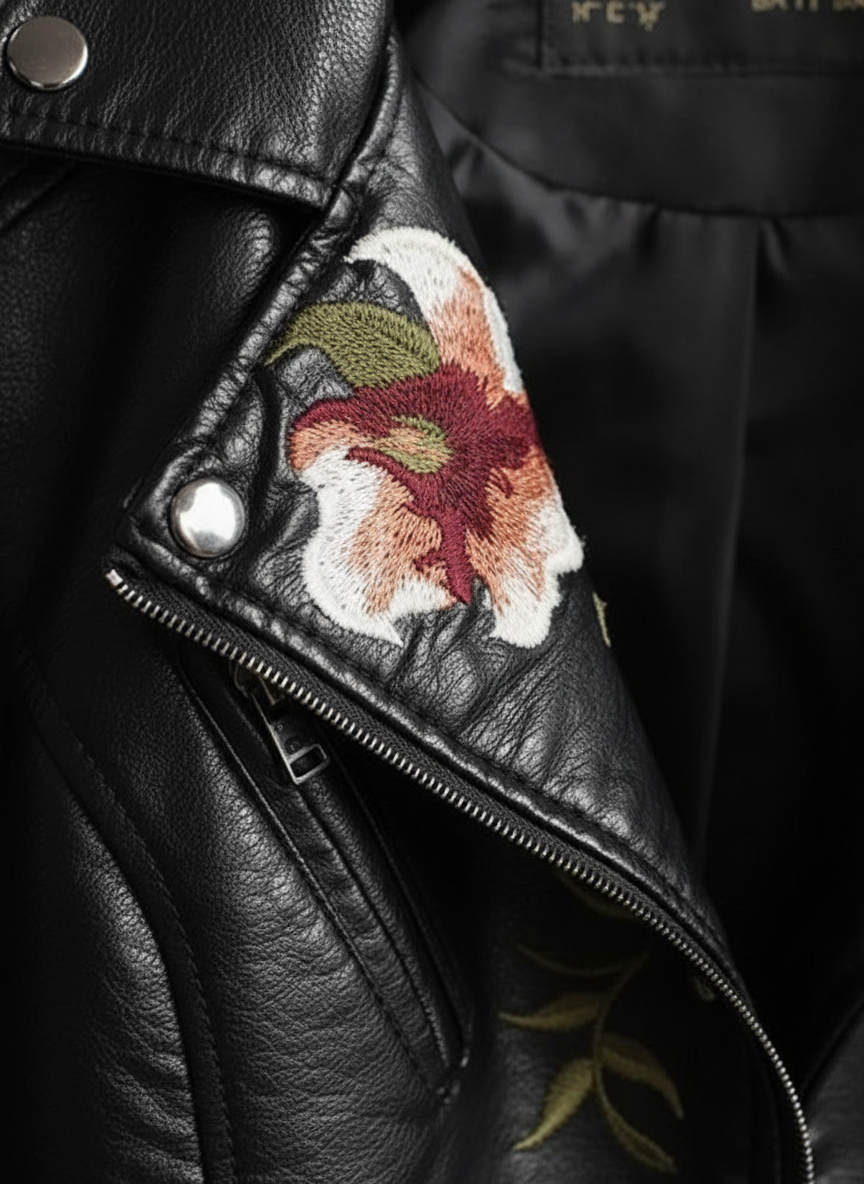 Liora | Chaqueta de Cuero de Mujer con Hombros Acolchados y Cierre de Cremallera