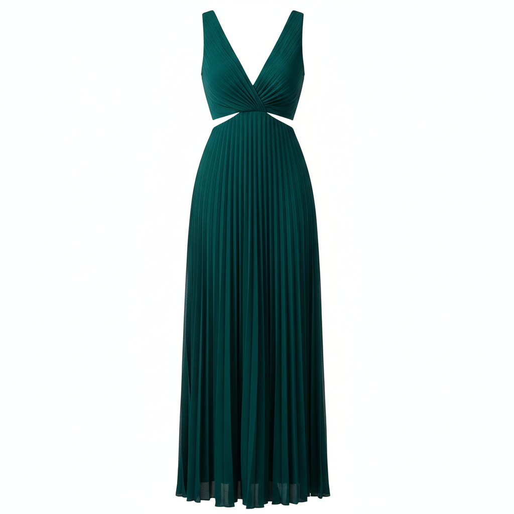 Madison | Vestido Midi de Mujer para Graduación con Falda Plisada y Escote en V | Elegante