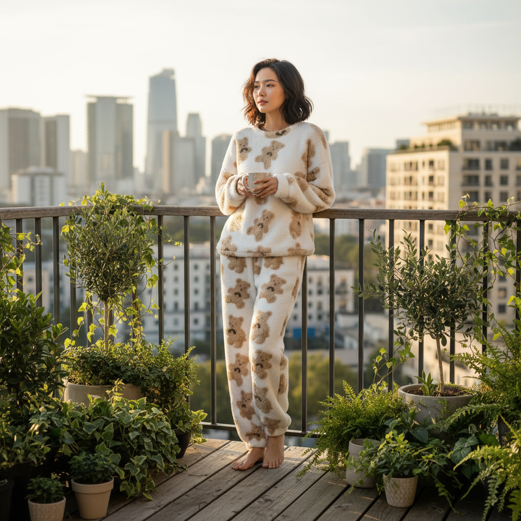 Madison | Conjunto de Mujer para Estar por Casa con Top de Manga Larga y Estampado de Osos | Acogedor