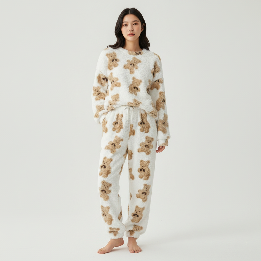 Madison | Conjunto de Mujer para Estar por Casa con Top de Manga Larga y Estampado de Osos | Acogedor