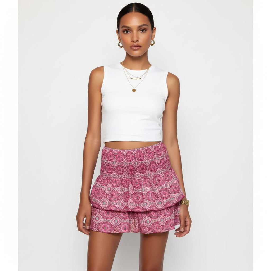Madison | Minifalda de Mujer con Diseño Plisado y Estampado | Verano