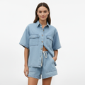 Madison | Conjunto de Manga Corta de Mujer con Cierre de Botones y Cintura Ajustable | Casual