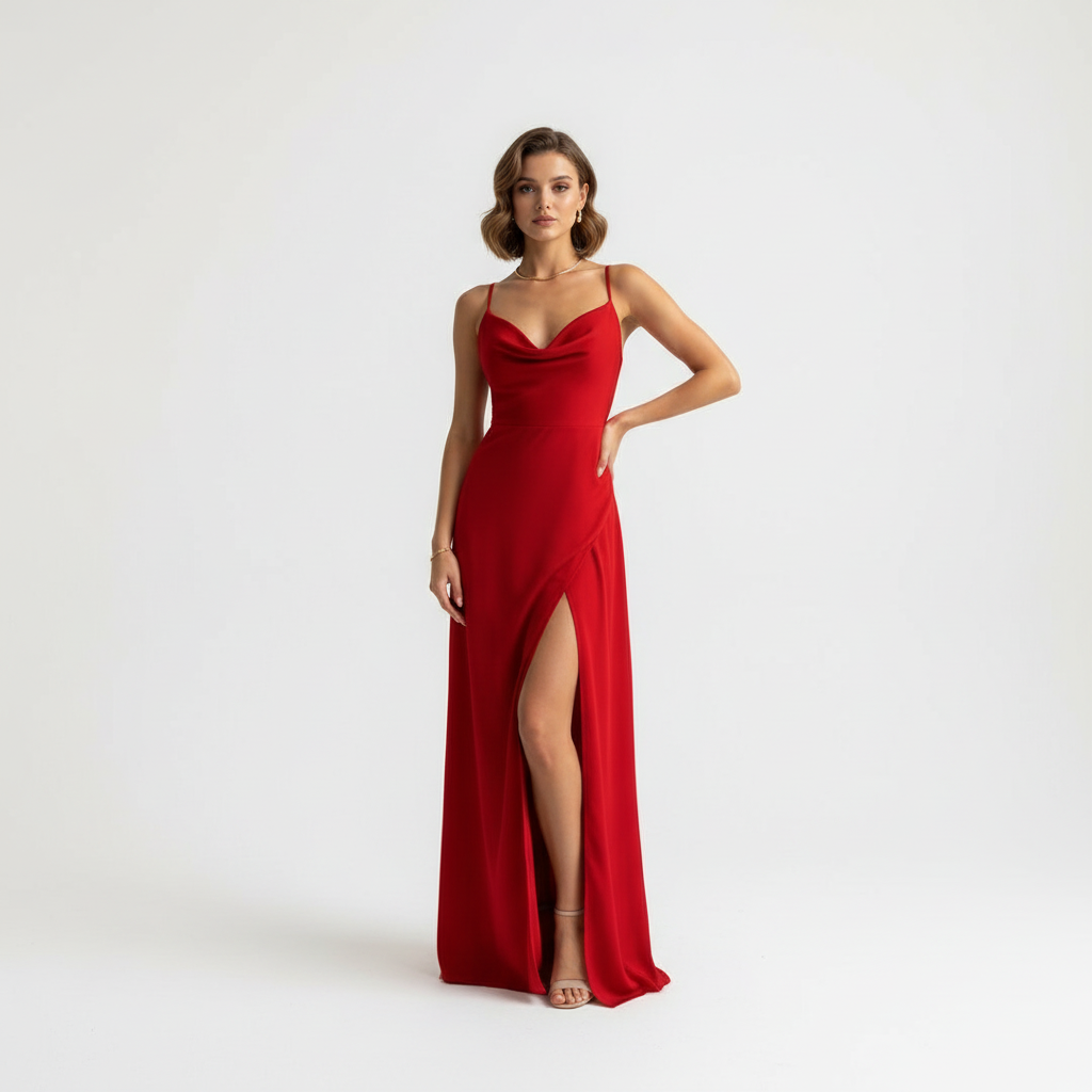 Madison | Vestido de Mujer para Invitada de Boda con Escote Drapeado y Abertura Lateral | Elegante