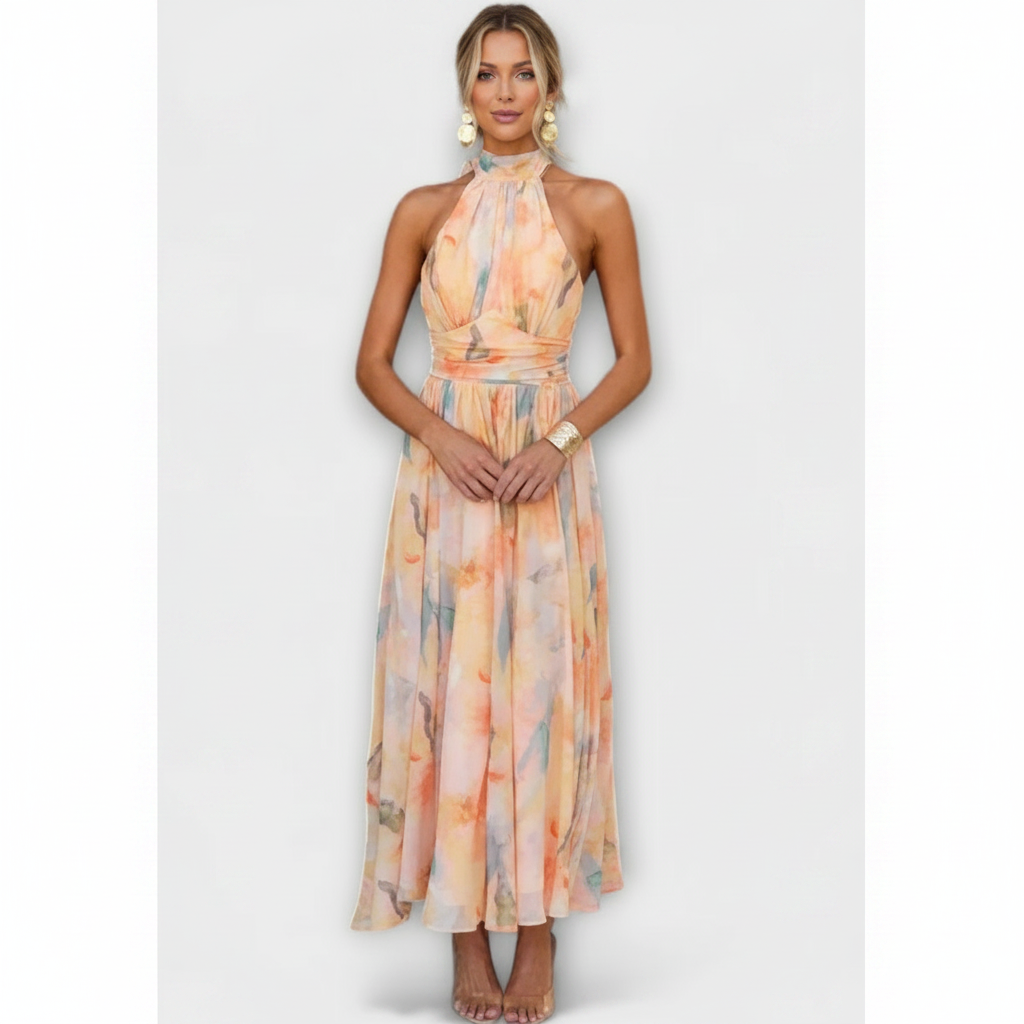 Madison | Vestido de Mujer para Invitada de Boda con Cuello Alto y Falda Plisada | Elegante
