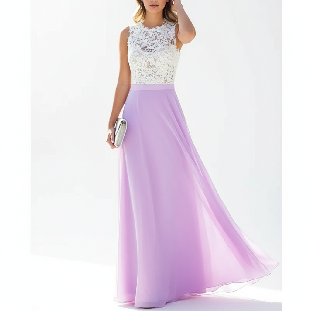 Madison | Vestido de Mujer para Invitada de Boda Sin Mangas con Cuerpo de Encaje | Elegante