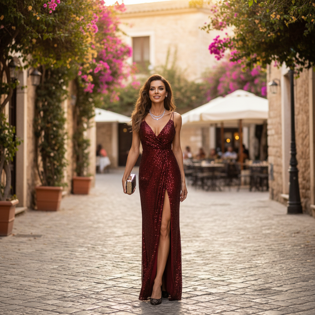 Madison | Vestido Maxi de Mujer para Invitada de Boda con Escote en V y Abertura Lateral | Elegante
