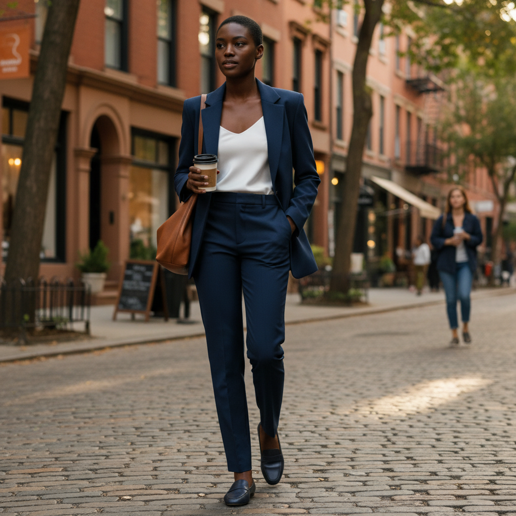 Olivia | Blazer y Pantalón Recto de Mujer con Manga Larga y Bolsillos | Elegante