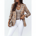 Olivia | Blazer de Mujer con Solapa de Pico y Estampado de Cuadros | Smart Casual