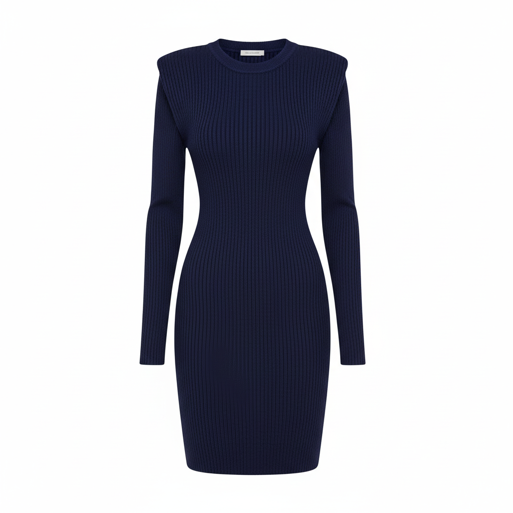 Olivia | Minivestido Ceñido de Mujer con Manga Larga y Hombros Estructurados | Chic