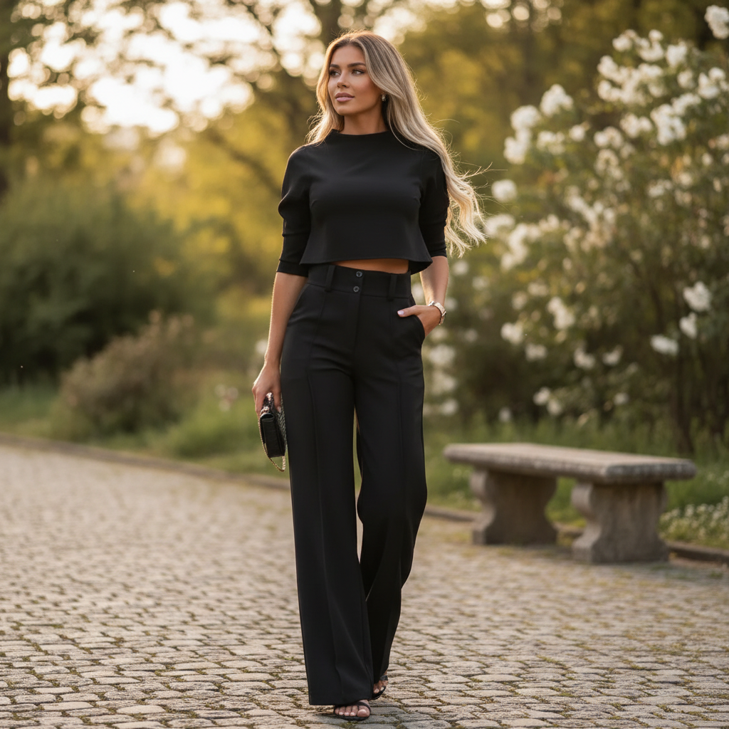 Olivia | Traje Formal de Mujer con Cuello Alto y Pantalón de Pinzas | Chic