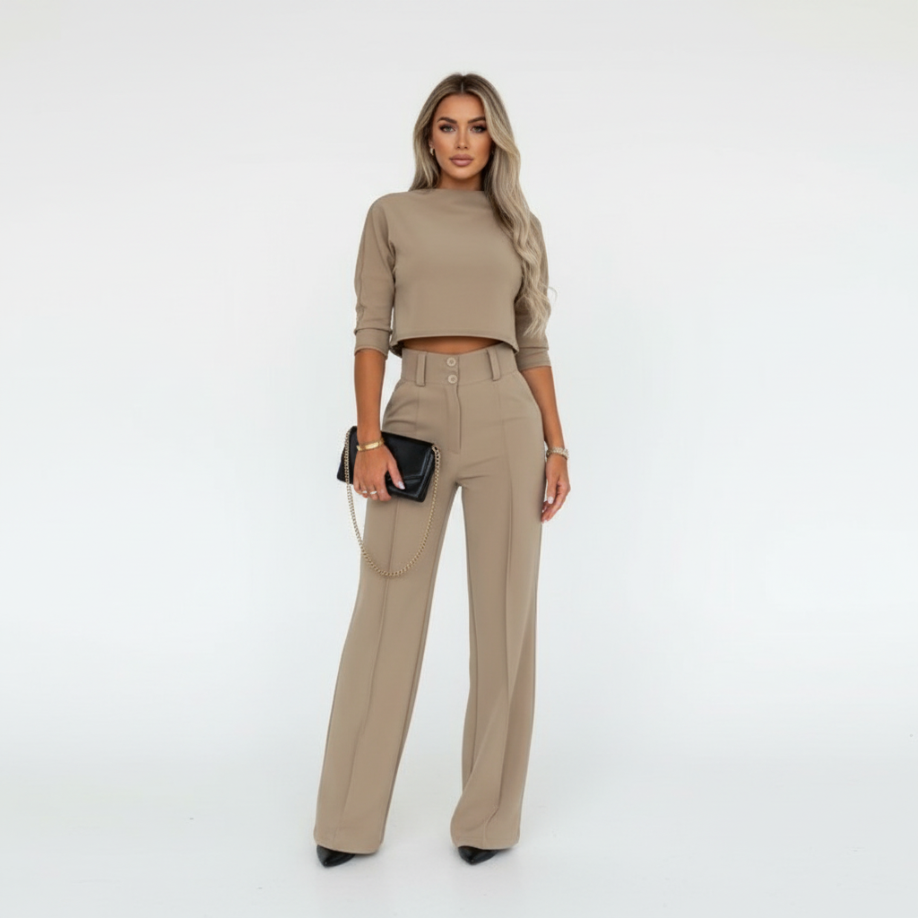 Olivia | Traje Formal de Mujer con Cuello Alto y Pantalón de Pinzas | Chic