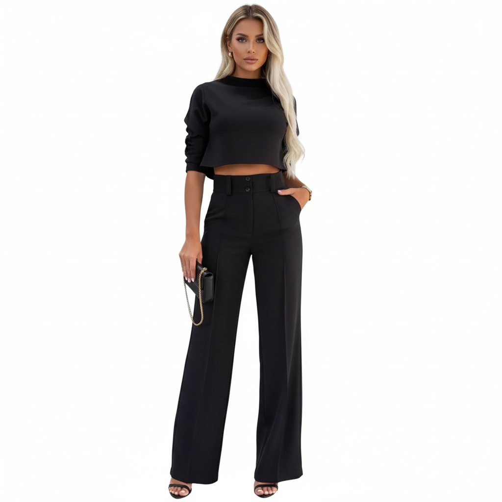 Olivia | Traje Formal de Mujer con Cuello Alto y Pantalón de Pinzas | Chic