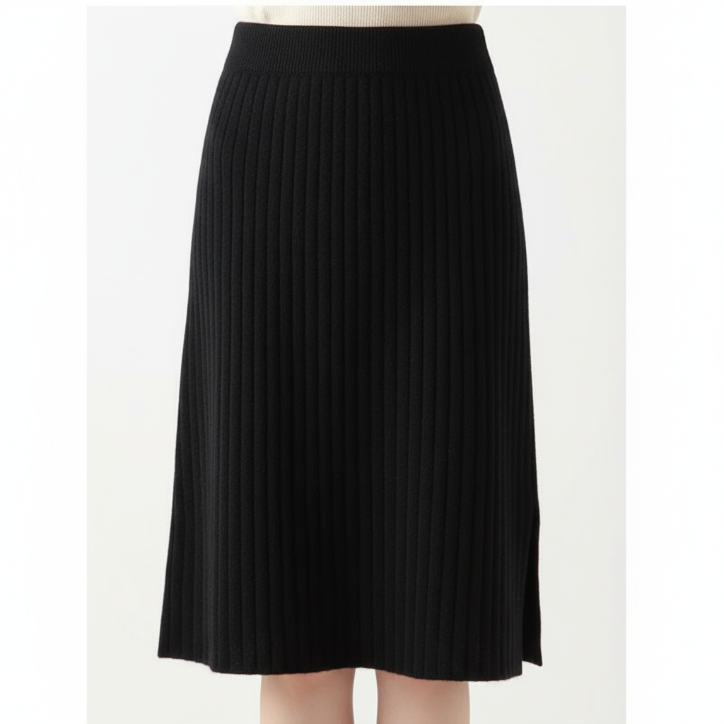 Olivia | Falda Midi de Mujer con Textura Acanalada y Abertura Lateral | Casual