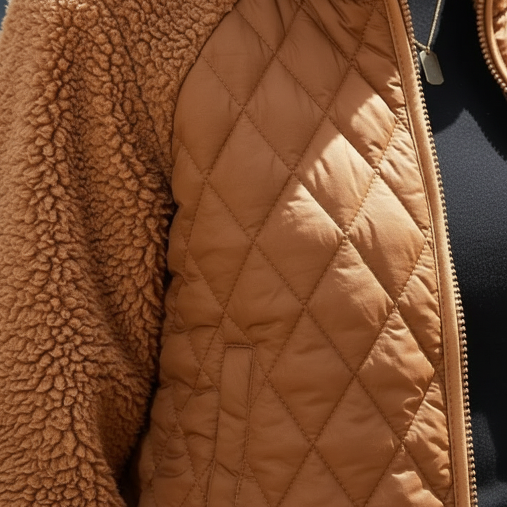 Olivia | Chaqueta Sherpa de Mujer con Paneles Acolchados y Cierre de Cremallera | Casual