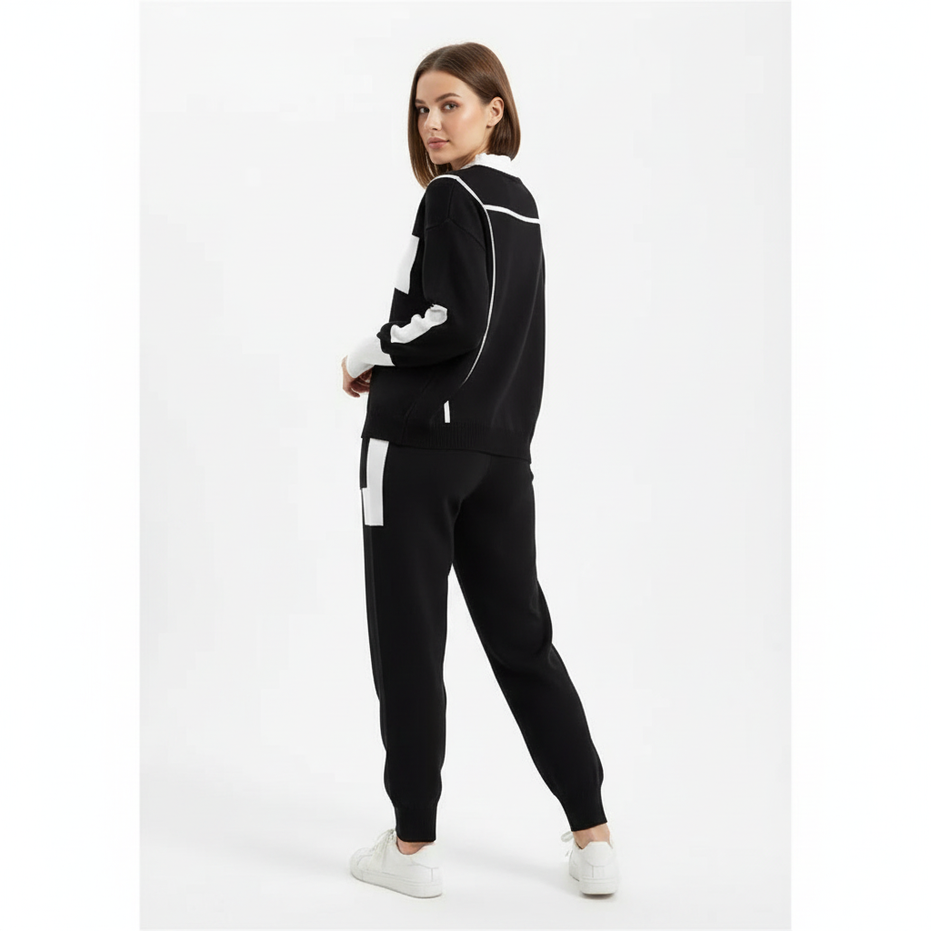 Olivia | Conjunto de Jersey y Pantalón de Mujer con Cuello Alto y Pantalón Plisado | Chic