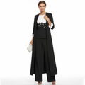 Olivia | Conjunto de Tres Piezas de Mujer con Abrigo Largo y Pantalón Ancho | Elegante
