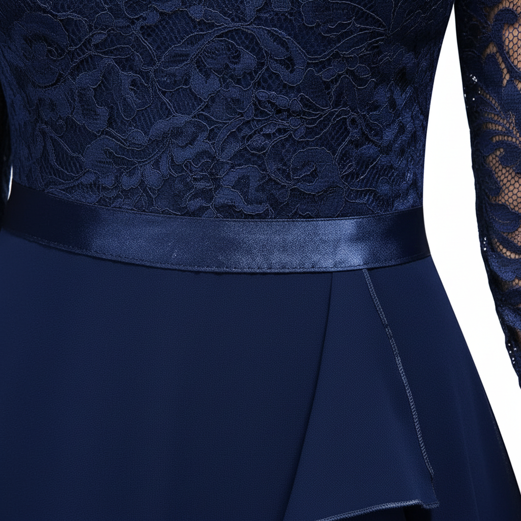 Serena | Vestido Midi de Cóctel de Mujer con Mangas de Volante y Escote en V