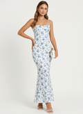 Serena | Vestido Maxi Floral de Mujer con Mangas Abullonadas y Escote en V