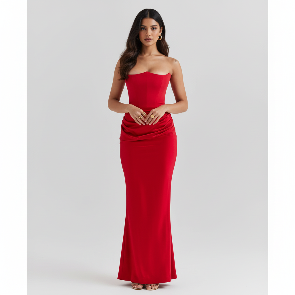 Serena | Vestido Maxi Formal de Mujer con Estampado y Escote en V Cruzado
