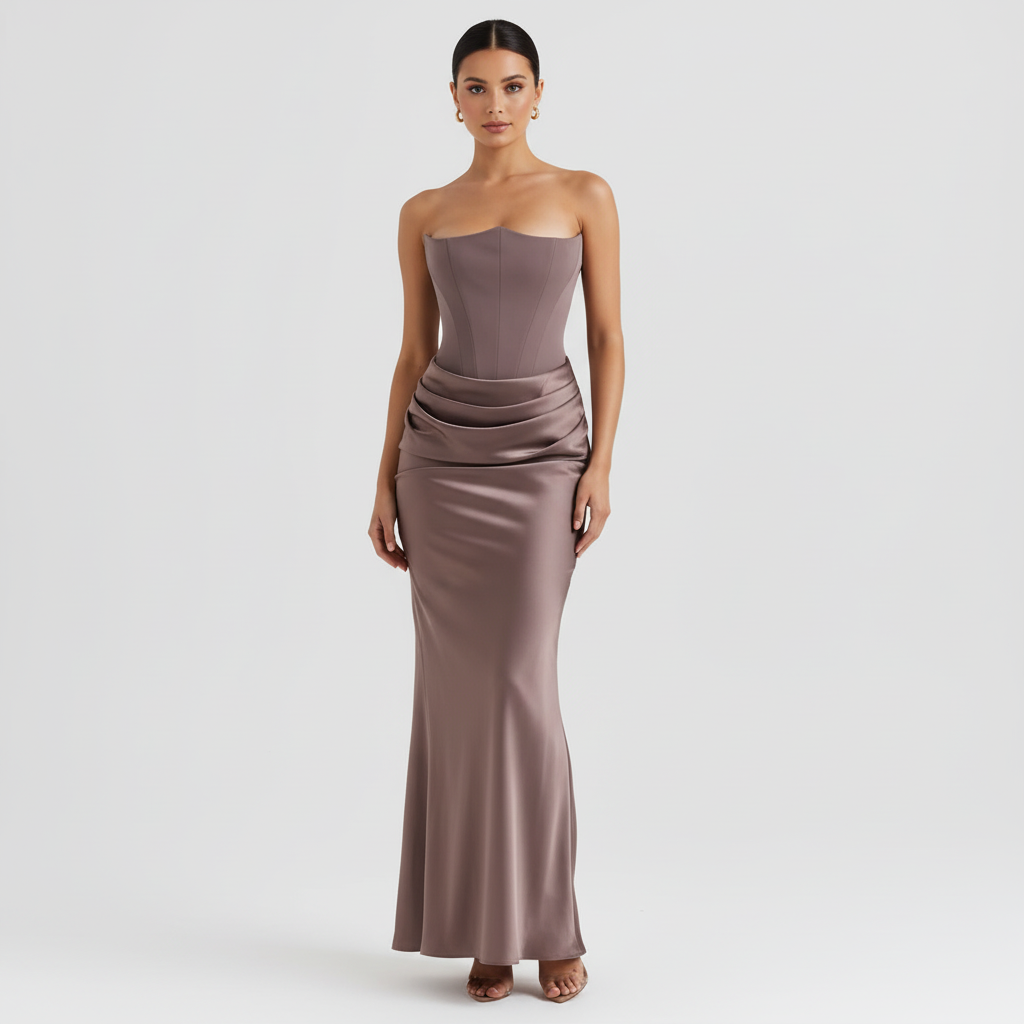 Serena | Vestido Maxi Formal de Mujer con Estampado y Escote en V Cruzado