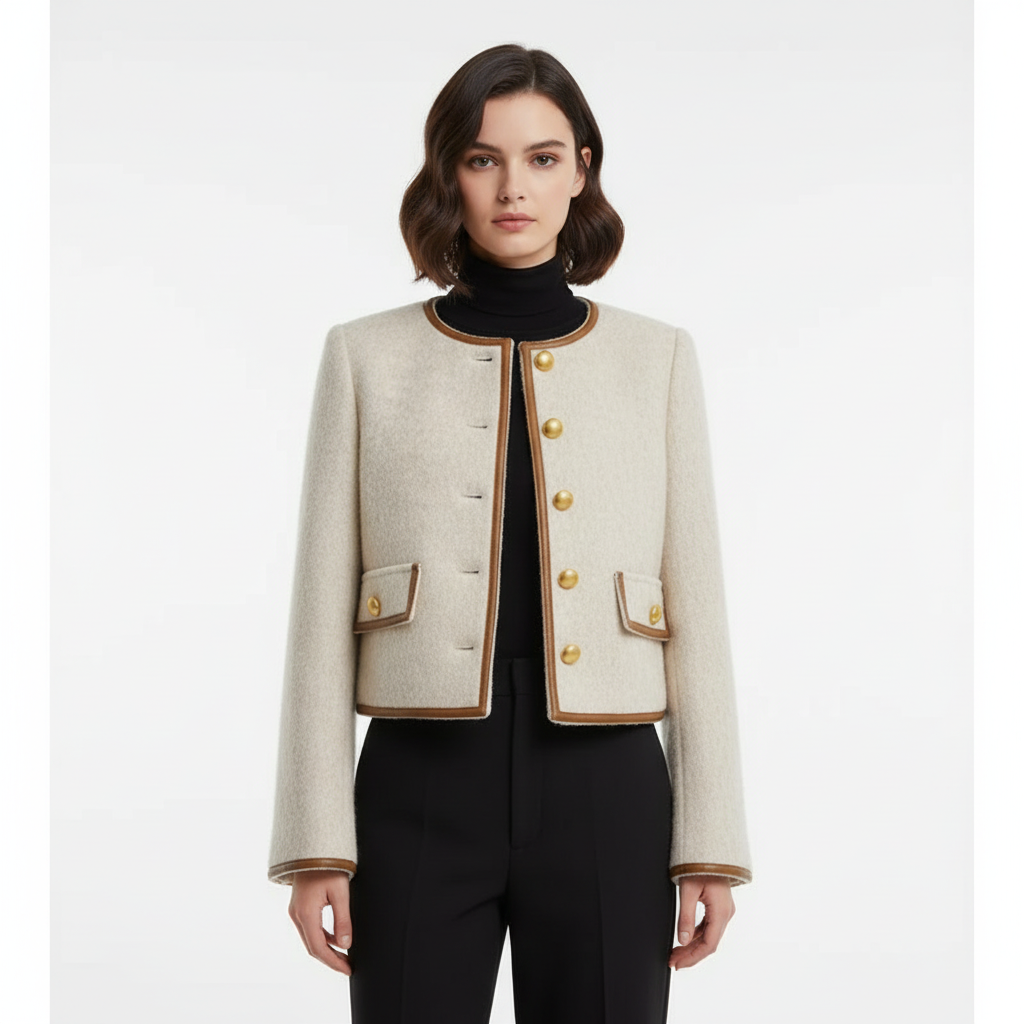 Sienna | Chaqueta Bomber de Mujer con Botones Delanteros y Bolsillos de Parche | Sofisticada