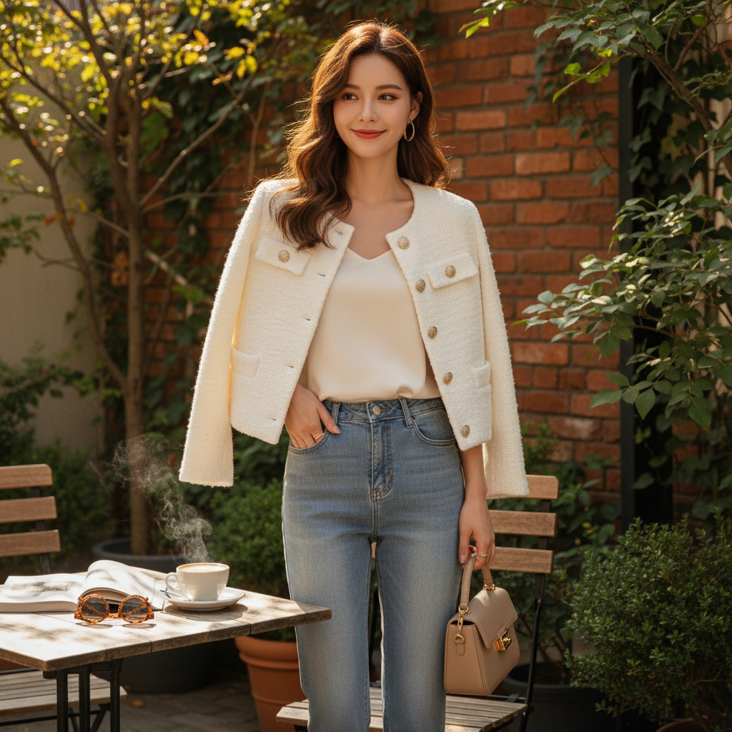 Sophia | Chaqueta Bomber de Mujer con Botones Delanteros y Bolsillos de Parche | Chic